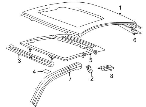 2005 Toyota Celica Windshield Header, Front Diagram for 63132-20250