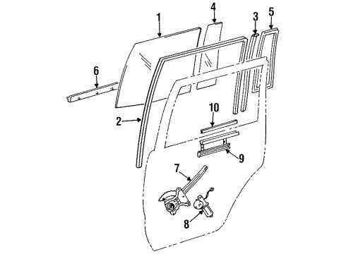 1997 Toyota Land Cruiser Glass - Rear Door Diagram