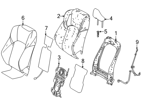 2025 Toyota Crown Signia Cover Sub-Assembly, Front Seat Back Diagram for 71073-30N80-E0