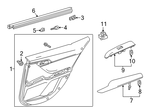 2018 Toyota Camry Door Trim Panel, Black, Passenger Side Diagram for 67630-33D20-C1