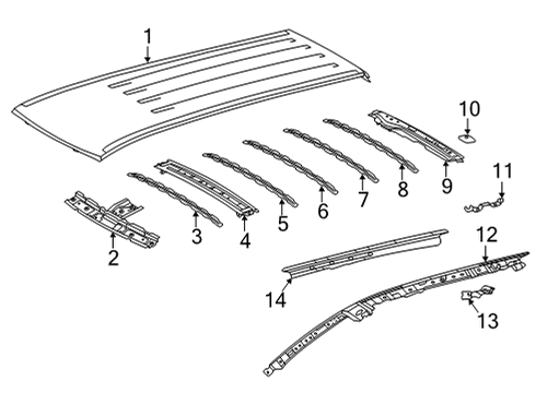2025 Toyota Highlander Roof & Components Diagram
