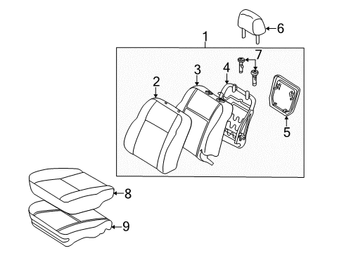 2003 Toyota Matrix Front Seat Components Diagram 2 - Thumbnail