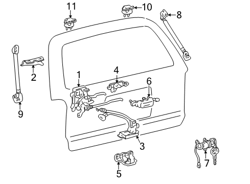 1999 Toyota 4Runner Lift Gate - Lock & Hardware Diagram