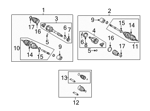 2005 Toyota Highlander Drive Axles - Front Diagram