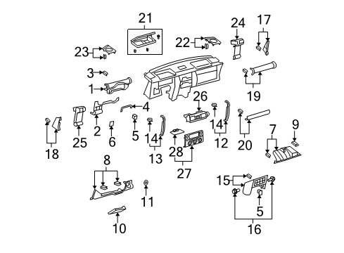 2010 Toyota FJ Cruiser Instrument Panel Components Diagram