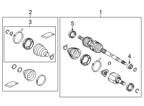 2012 Toyota Prius V Drive Axles - Front Diagram