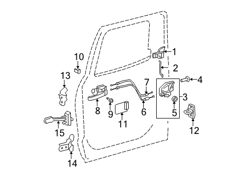 2013 Toyota Tundra Rear Door - Lock & Hardware Diagram