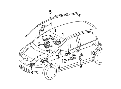 2012 Toyota Yaris Air Bag Components Diagram