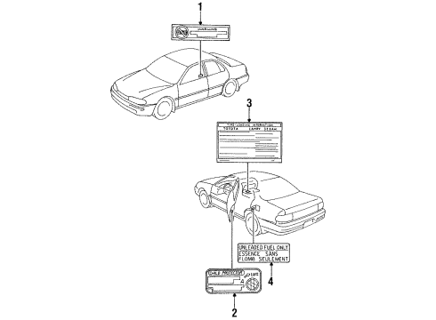 1992 Toyota Camry Information Labels Diagram