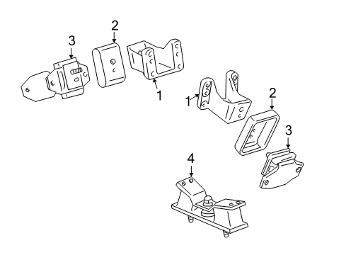 2004 Toyota Land Cruiser Engine & Trans Mounting Diagram