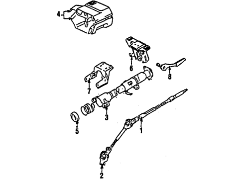 1985 Toyota MR2 Steering Column & Wheel Diagram