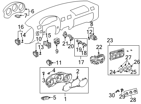 2002 Toyota MR2 Spyder A/C & Heater Control Units Diagram