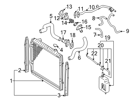 1996 Toyota Tacoma Radiator & Components Diagram