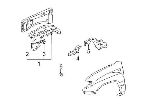 2003 Toyota Land Cruiser Apron Assembly, Passenger Side Diagram for 53710-60193