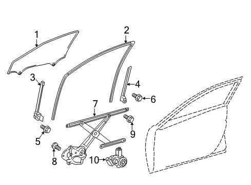 2012 Toyota Camry Glass - Front Door Diagram