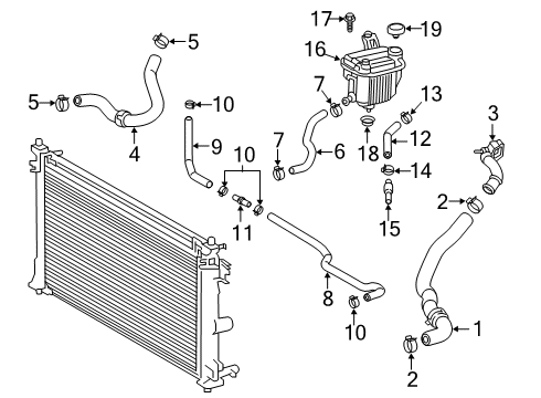 2019 Toyota Corolla Upper Hose, Driver Side Diagram for 16571-24060