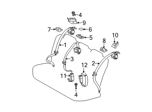 2014 Toyota Prius Plug-In Rear Seat Belts Diagram