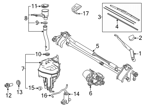 2024 Toyota Land Cruiser Wiper & Washer Components Diagram