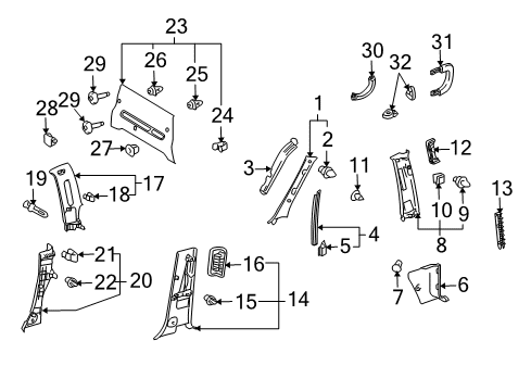 2004 Toyota Tundra Trim Clip Diagram for 90467-A0005