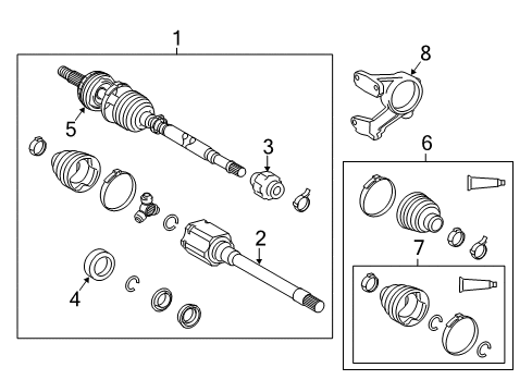 2012 Toyota Highlander Drive Axles - Front Diagram