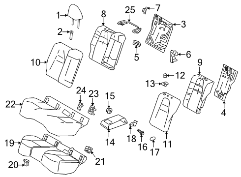 2020 Toyota Corolla Rear Seat Components Diagram
