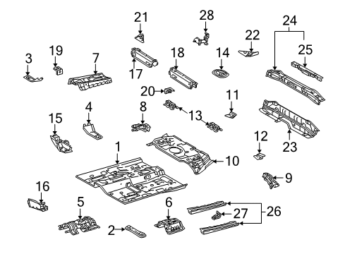 2004 Scion xB Front Floor Pan Side Reinforcement, Passenger Side Diagram for 58117-52040