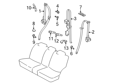 2007 Toyota 4Runner Rear Seat Belts Diagram
