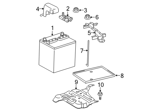 2015 Scion iQ Battery Tray Diagram for 74431-52010