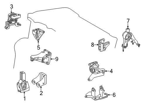 2017 Toyota Corolla Engine & Trans Mounting Diagram
