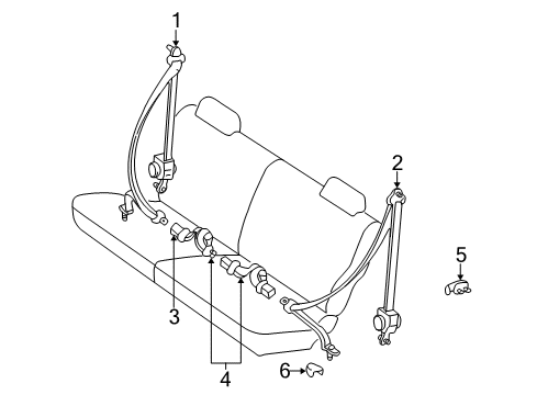 1999 Toyota Land Cruiser Rear Seat Belts Diagram
