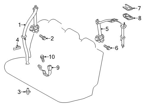 2019 Toyota Prius C Rear Seat Belts Diagram