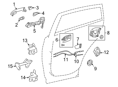 2015 Toyota RAV4 Rear Door - Lock & Hardware Diagram
