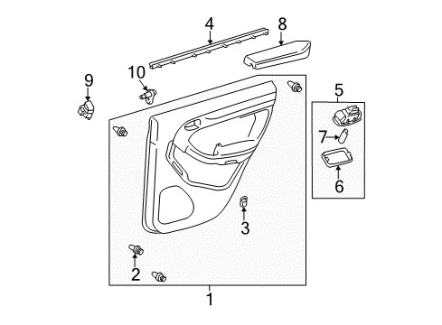 2003 Toyota 4Runner Interior Trim - Rear Door Diagram