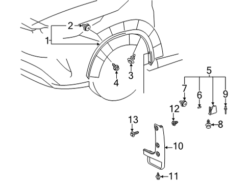 2025 Toyota Highlander Exterior Trim - Fender Diagram