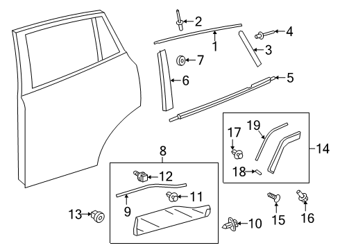 2024 Toyota RAV4 Prime Exterior Trim - Rear Door Diagram