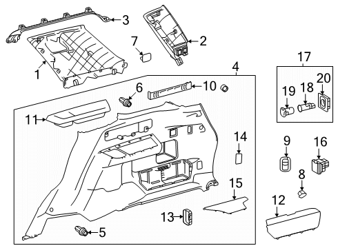 2025 Toyota 4Runner Interior Trim - Quarter Panels Diagram