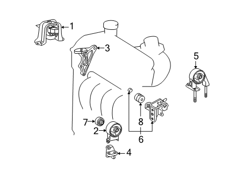 2004 Scion xA Engine & Trans Mounting Diagram