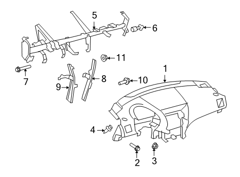 2009 Toyota Highlander Instrument Panel Diagram 2 - Thumbnail