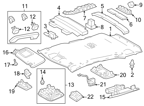 2025 Toyota GR Corolla Interior Trim - Roof Diagram