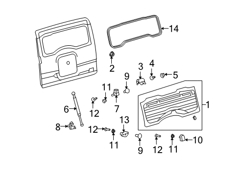 2012 Toyota FJ Cruiser Glass & Hardware - Back Door Diagram