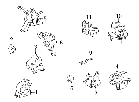 1998 Toyota Corolla Engine & Trans Mounting Diagram