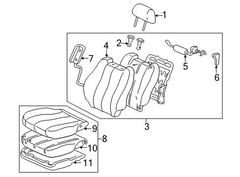 2000 Toyota Solara Front Seat Components Diagram
