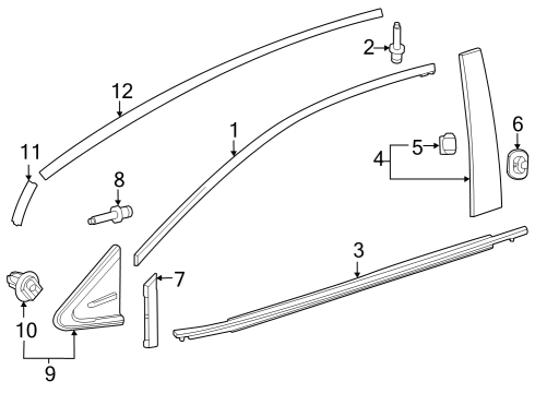 2025 Toyota GR Corolla Exterior Trim - Front Door Diagram