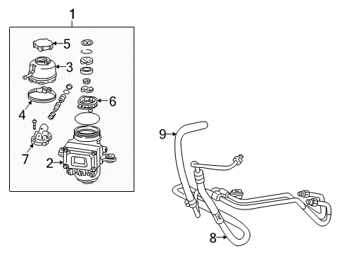 2000 Toyota MR2 Spyder P/S Pump & Hoses Diagram
