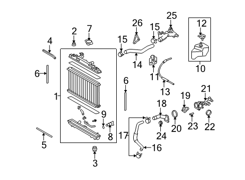 2012 Toyota Venza Radiator & Components Diagram