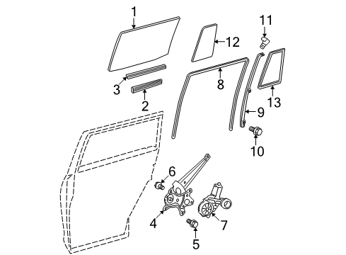2010 Toyota Highlander Glass - Rear Door Diagram 2 - Thumbnail