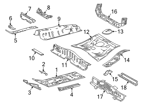 2025 Toyota Corolla Floor & Rails Diagram