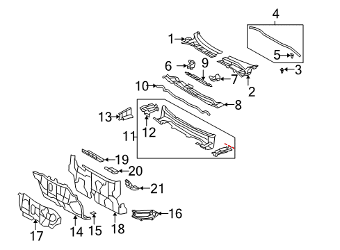 2009 Toyota Corolla Insulator Pad, Upper Driver Side Diagram for 55214-02100