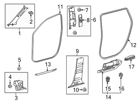 2025 Toyota Highlander Interior Trim - Pillars Diagram