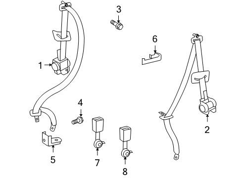2024 Toyota 4Runner Third Row Seat Belts Diagram